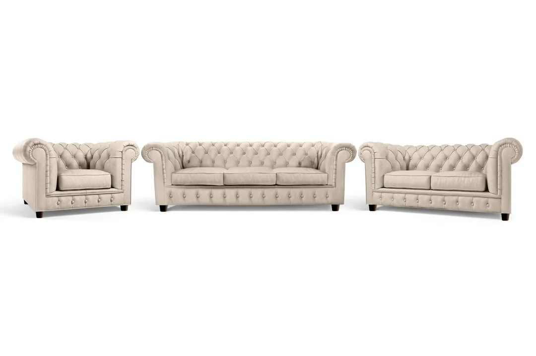 Zestaw mebli pikowanych glamour Chesterfield 3+2+1 SOLARIS — Riviera 21
