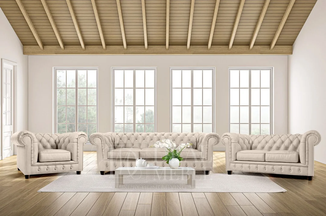 Zestaw mebli pikowanych glamour Chesterfield 3+2+1 SOLARIS — Riviera 21