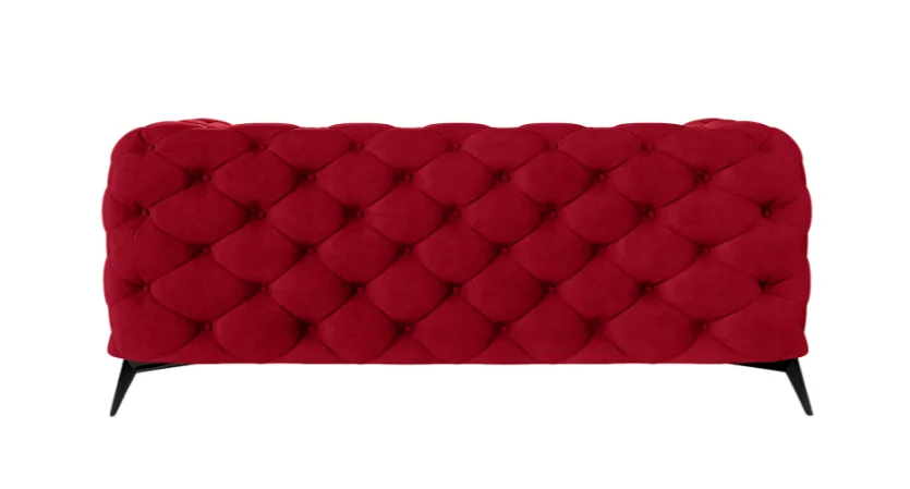 Czerwona welurowa sofa dwuosobowa pikowana Chesterfield TEO 185x100 — zdjęcie 4