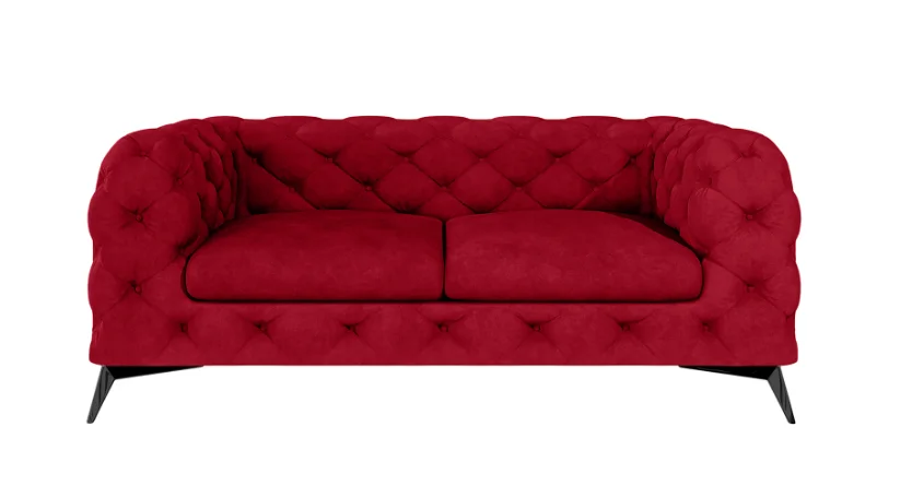 Czerwona welurowa sofa dwuosobowa pikowana Chesterfield TEO 185x100 — zdjęcie 3
