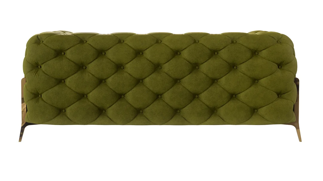 Wygodna sofa dwuosobowa w kolorze oliwkowym pikowana glamour TEO HIGH 185x100 — zdjęcie 3
