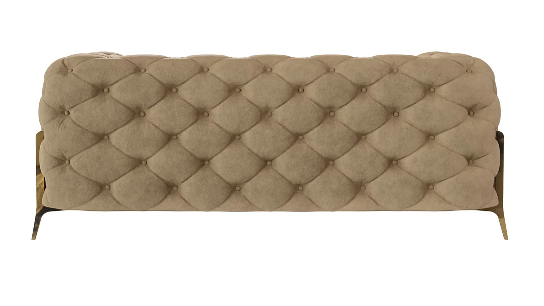Elegancka beżowa sofa dwuosobowa do salonu pikowana glamour TEO HIGH 185x100 — zdjęcie 3