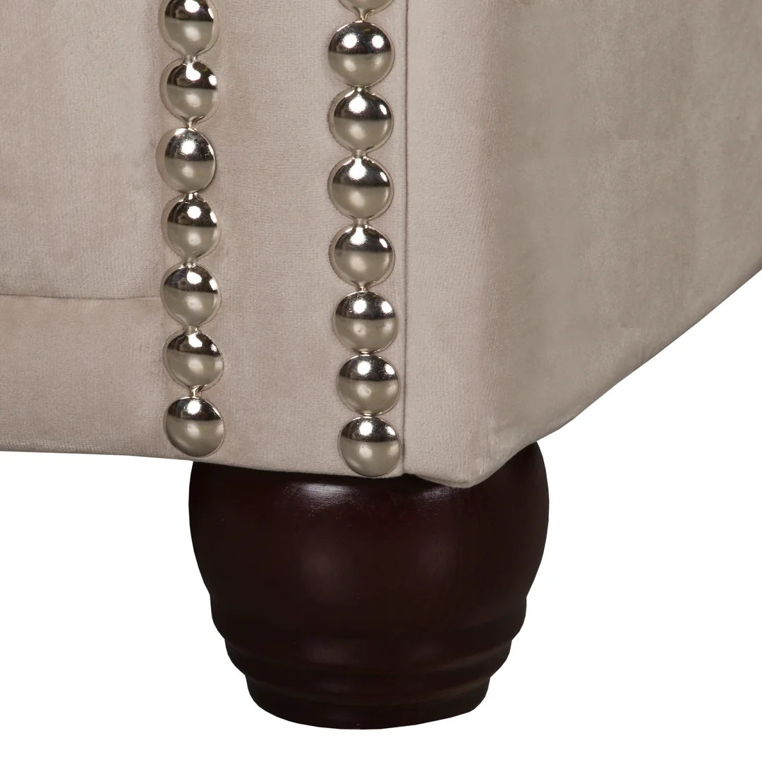 Wygodna sofa do salonu, trzyosobowa pikowana Chesterfield FELIX 3 - Jasny beż 203x86 — zdjęcie 6