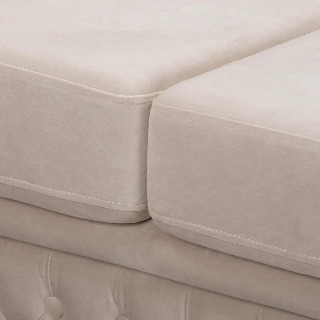 Wygodna sofa do salonu, trzyosobowa pikowana Chesterfield FELIX 3 - Jasny beż 203x86 — zdjęcie 8