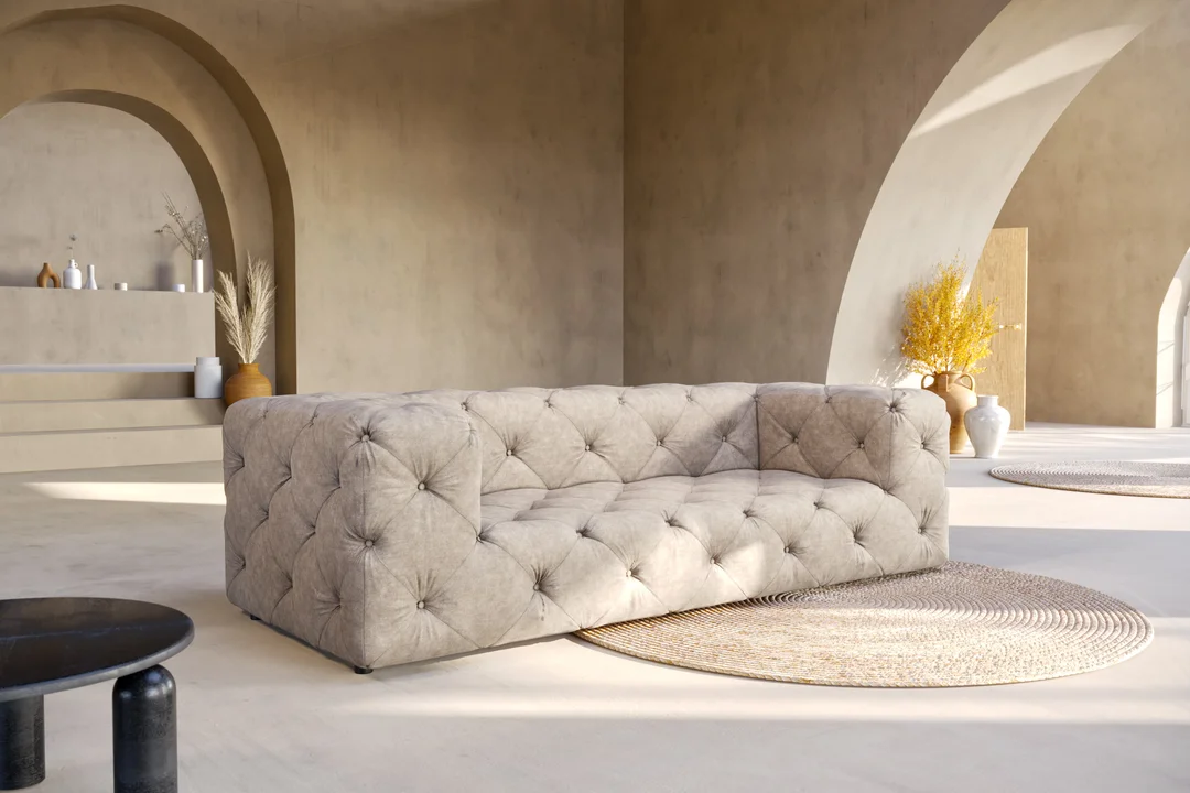 Sofa trzyosobowa pikowana premium Chesterfield BENTLEY 230x100 — Enjoy New 1