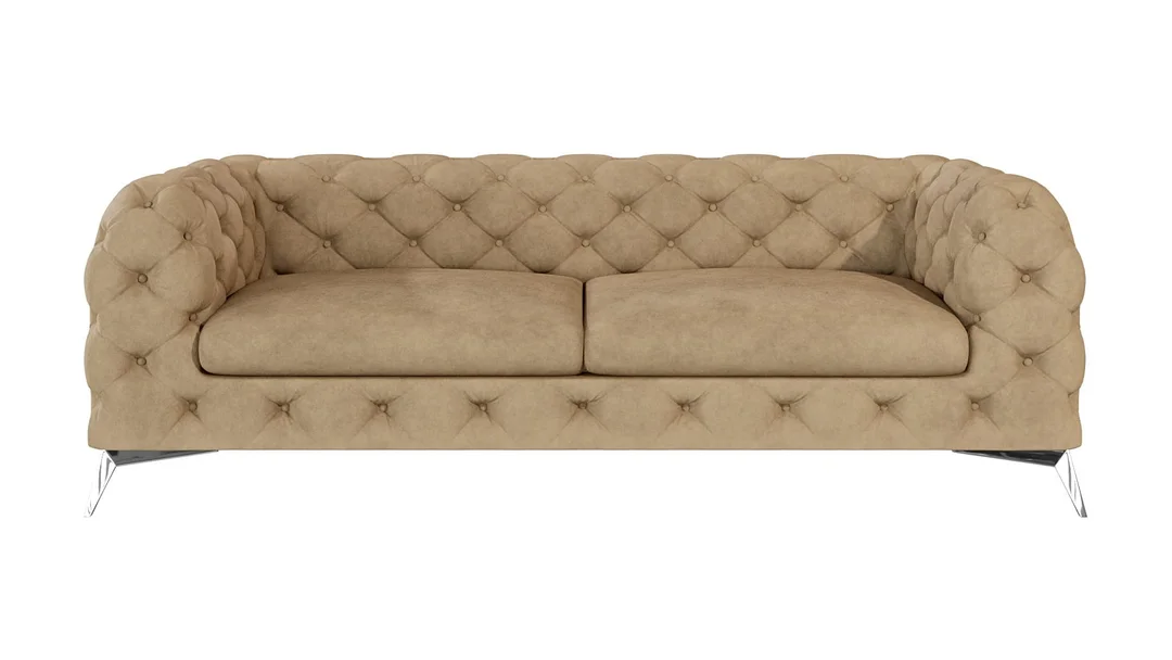 TEO 2,5 – trzyosobowa sofa Chesterfield glamour ciepły beż do salonu 225x100 — Riviera 24