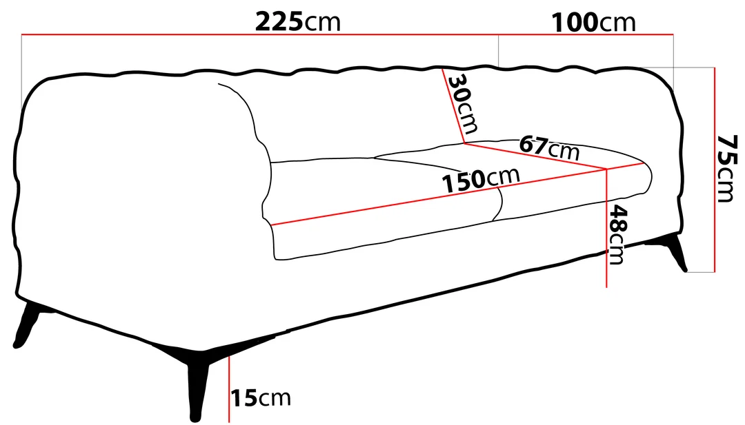 TEO 2,5 – trzyosobowa sofa Chesterfield glamour ciepły beż do salonu 225x100 — zdjęcie 4