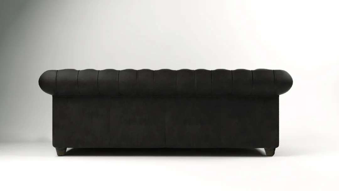 Czarna sofa pikowana 3-osobowa chesterfield Solaris 3 – elegancka, wygodna, do salonu 230x99 — zdjęcie 4