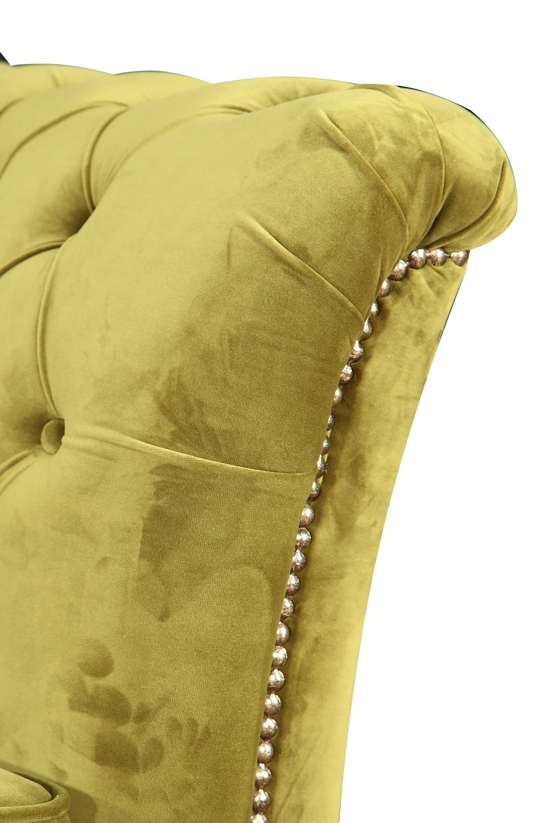 Mała sofa z funkcją spania pikowana zielona oliwkowa Chesterfield HASSO 175x82 — zdjęcie 3
