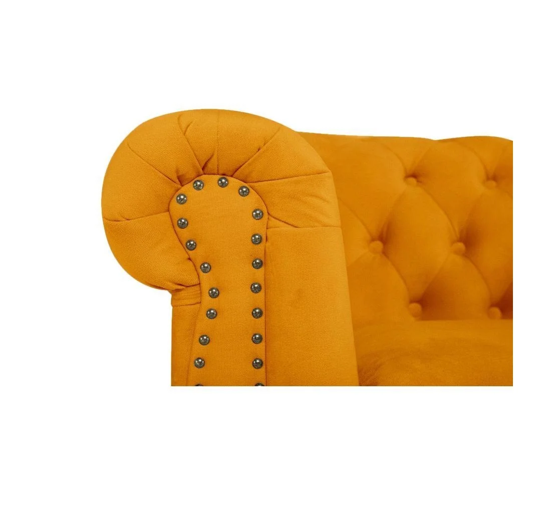 Sofa VINCENT pikowana Chesterfield – stylowa, żółta, idealna do małego wnętrza 148x87 — zdjęcie 6