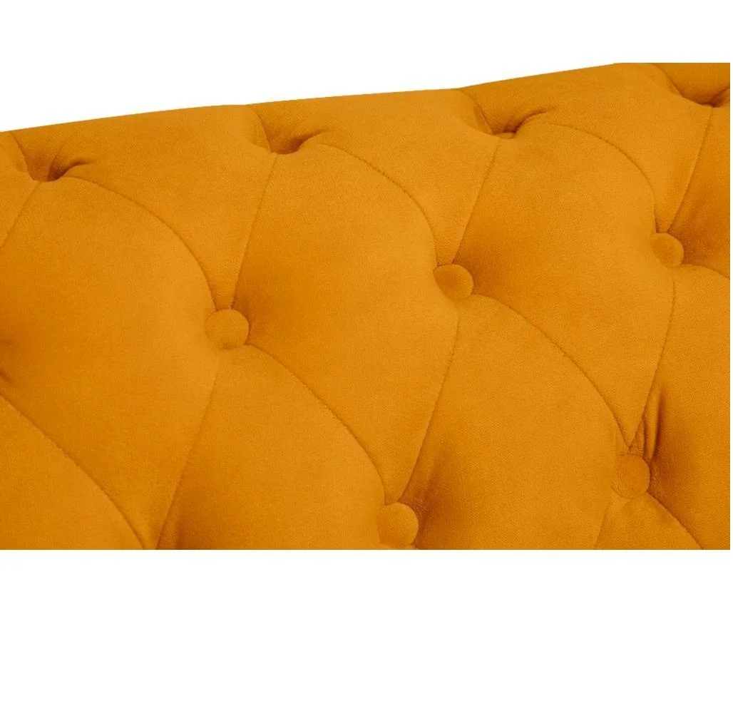 Sofa VINCENT pikowana Chesterfield – stylowa, żółta, idealna do małego wnętrza 148x87 — zdjęcie 3