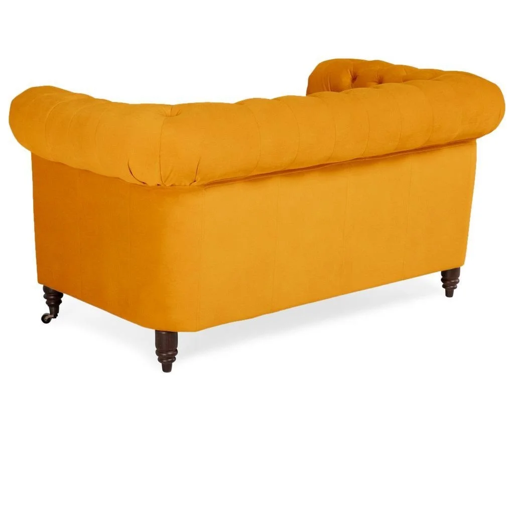 Sofa VINCENT pikowana Chesterfield – stylowa, żółta, idealna do małego wnętrza 148x87 — zdjęcie 4