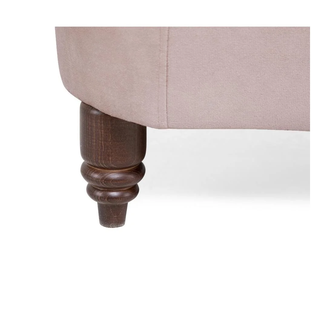 Sofa trzyosobowa Chesterfield VINCENT – pudrowy róż, welurowa tkanina 203x87 — zdjęcie 7