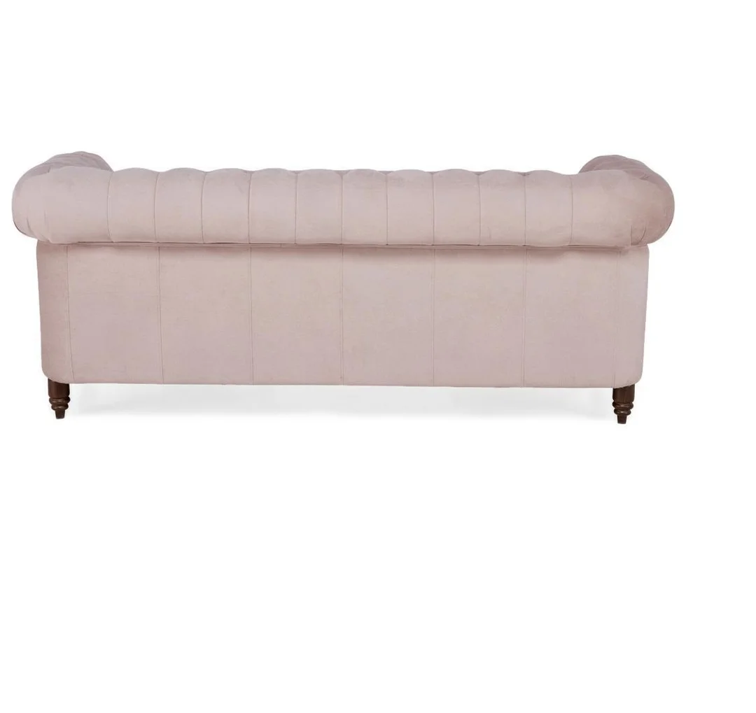 Sofa trzyosobowa Chesterfield VINCENT – pudrowy róż, welurowa tkanina 203x87 — zdjęcie 6