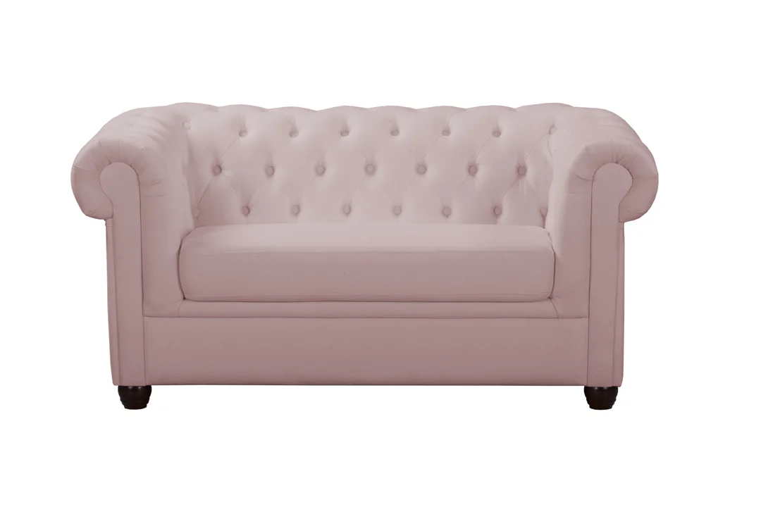 Sofa SYDNEY brudny róż – elegancka, pikowana, dwuosobowa Chesterfield 148x86 — zdjęcie 1