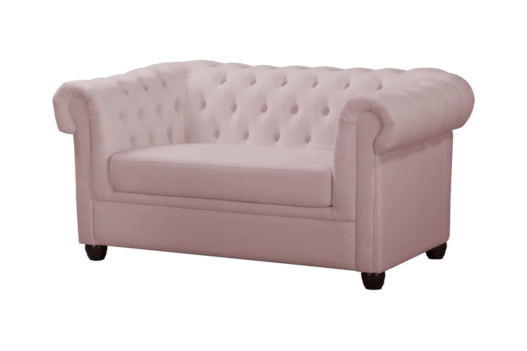 Sofa SYDNEY brudny róż – elegancka, pikowana, dwuosobowa Chesterfield 148x86 — zdjęcie 2