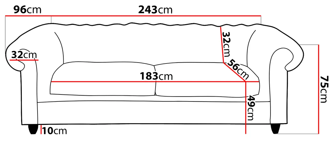 Sofa VALENCIA jasnoszara Chesterfield – trzyosobowa, klasyczna, pikowana 243x91 — zdjęcie 6