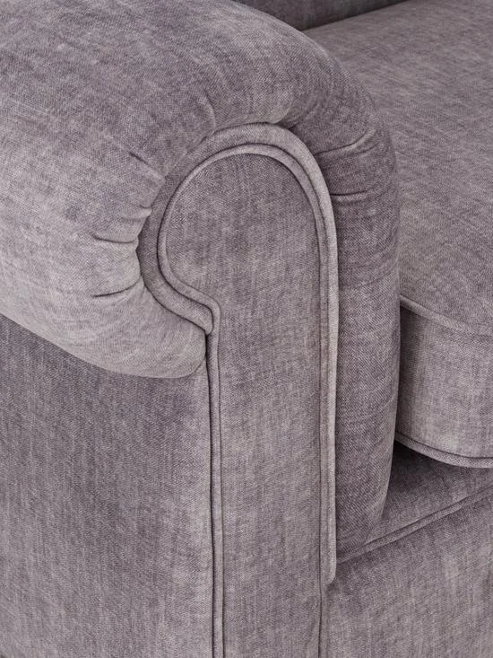 Sofa VALENCIA jasnoszara Chesterfield – trzyosobowa, klasyczna, pikowana 243x91 — zdjęcie 4