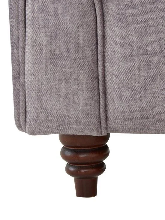 Sofa VALENCIA jasnoszara Chesterfield – trzyosobowa, klasyczna, pikowana 243x91 — zdjęcie 5