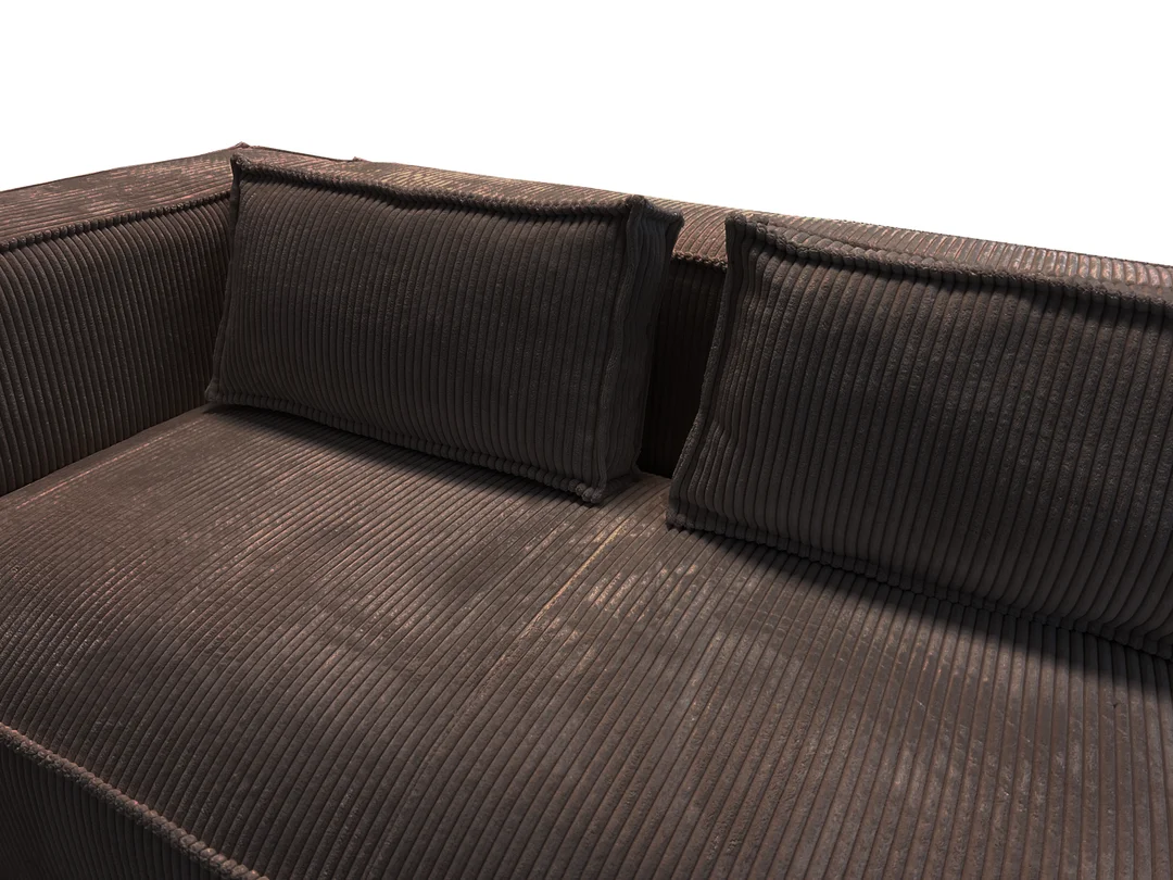 Esmo – sofa trzyosobowa, tapicerowana brązowym sztruksem 230x92 — zdjęcie 5