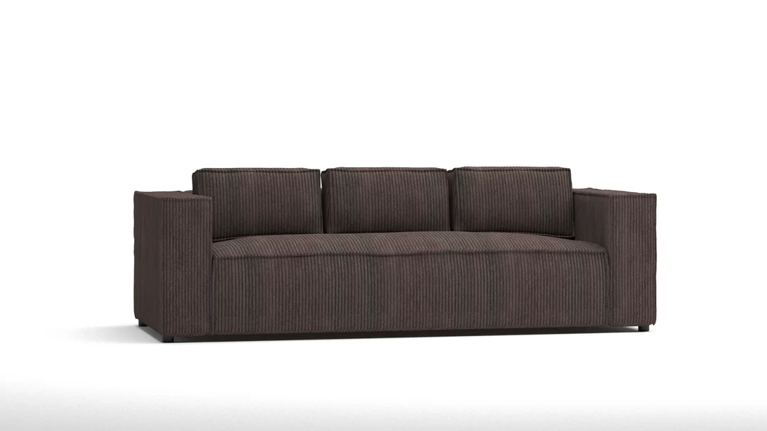 Esmo – sofa trzyosobowa, tapicerowana brązowym sztruksem 230x92 — zdjęcie 2