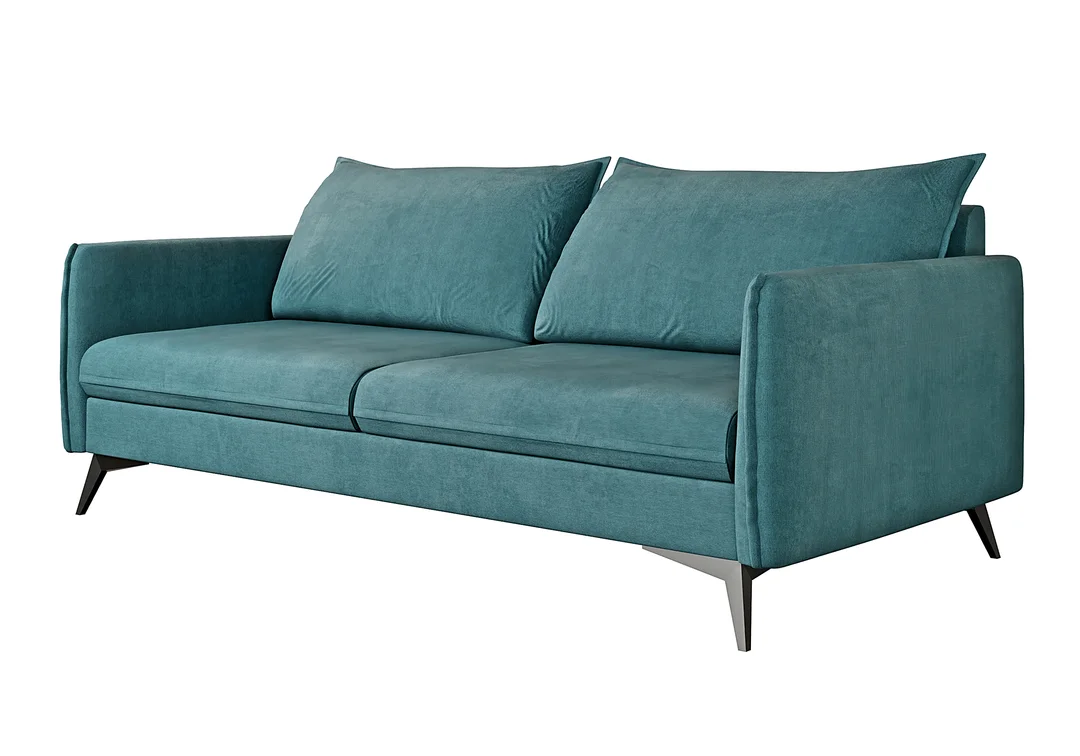 Verto High turkusowa – elegancka sofa na wysokich nóżkach, do salonu 203x100 — zdjęcie 2