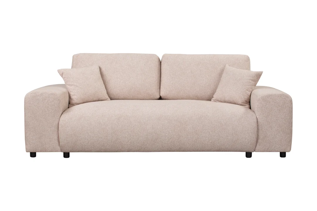 Beżowa sofa Candi – trzyosobowa, nowoczesna, z poduszkami, idealna do przytulnego salonu 213x108 — zdjęcie 4