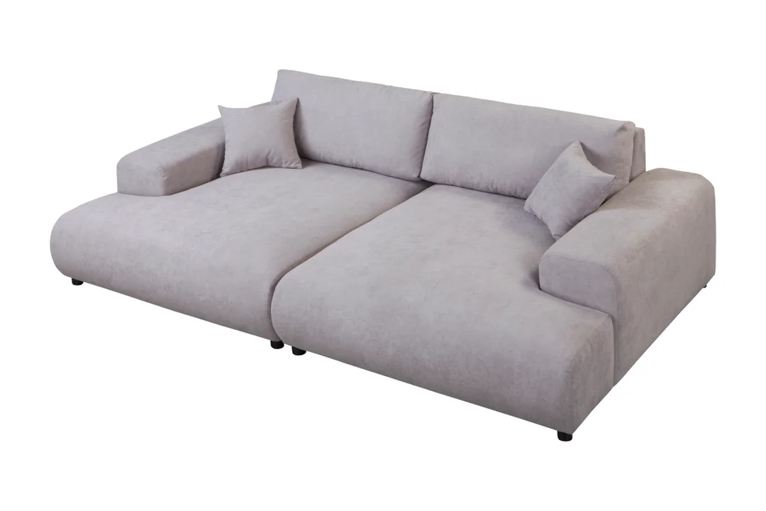 Szara sofa czteroosobowa nowoczesna z głębokim siedziskiem i poduszkami – Mossi 237x144 — zdjęcie 3