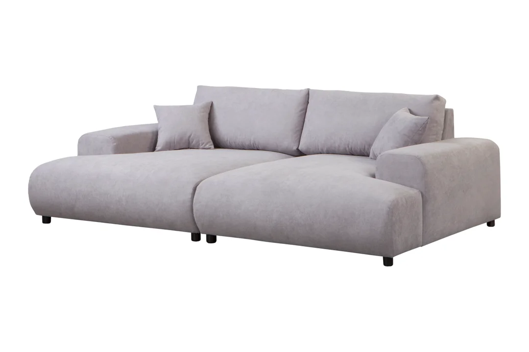 Szara sofa czteroosobowa nowoczesna z głębokim siedziskiem i poduszkami – Mossi 237x144 — zdjęcie 2