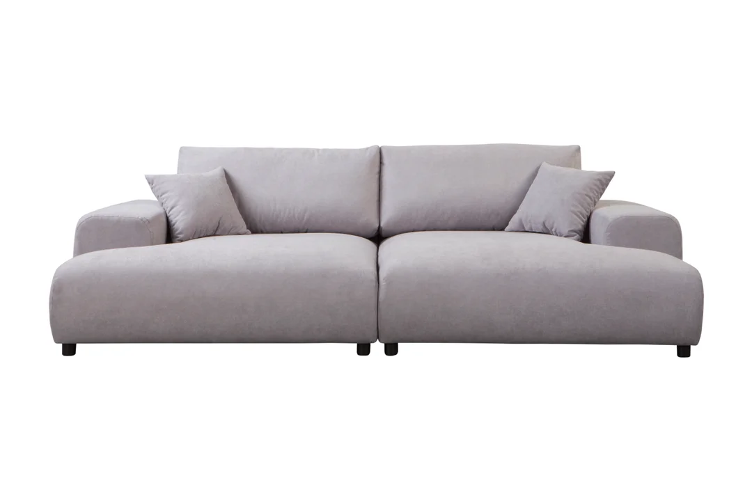 Szara sofa czteroosobowa nowoczesna z głębokim siedziskiem i poduszkami – Mossi 237x144 — zdjęcie 6