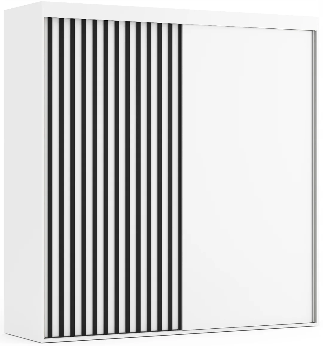 Szafa przesuwna dwudrzwiowa z lamelami na wymiar ZEUS — Lamele - Czarne, Front - Biały, Korpus - Biały