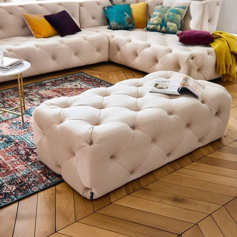 Puf pikowany Chesterfield 130x65 BENTLEY — French Velvet 672