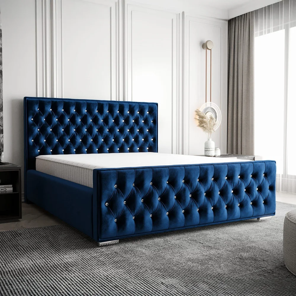 Łóżko tapicerowane z kryształkami glamour MORI — Riviera 81