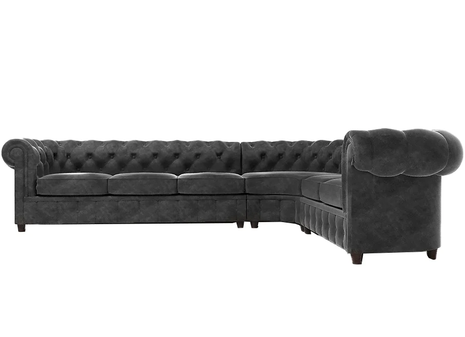 Narożnik sześcioosobowy z funkcją spania pikowany 3+E+2 Chesterfield SOLARIS 301x258 — Riviera 95