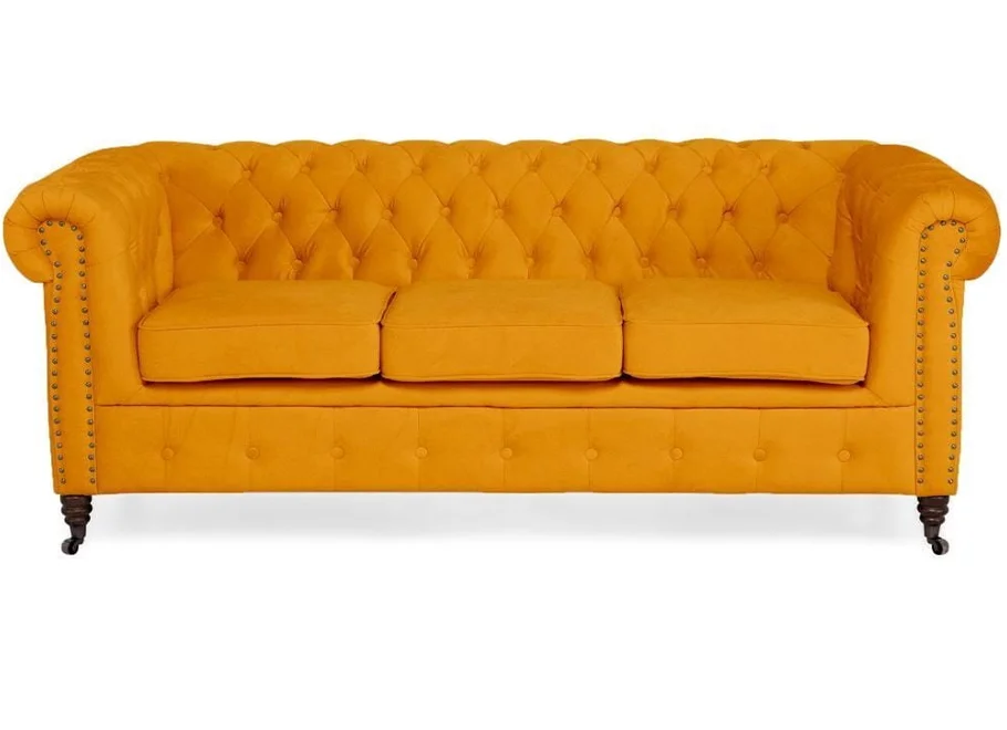 Sofa trzyosobowa pikowana Chesterfield VINCENT 203x87 — Magic Velvet 2212