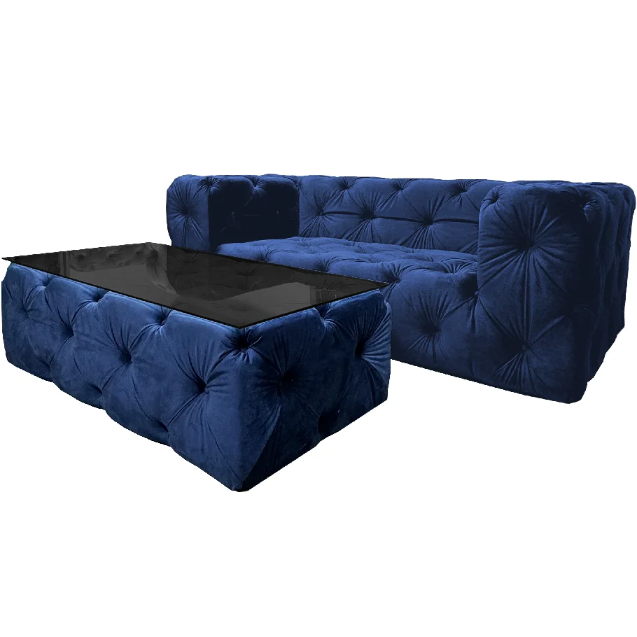 Stolik pikowany Chesterfield BENTLEY 130x65cm — French Velvet 671