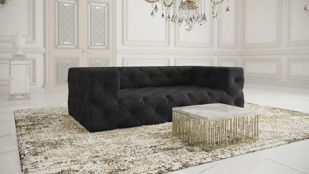Sofa trzyosobowa pikowana premium Chesterfield BENTLEY 230x100 — French Velvet 658