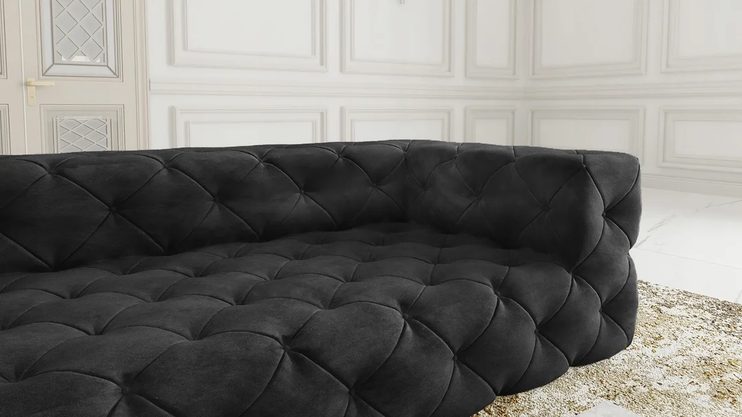Sofa trzyosobowa pikowana premium Chesterfield BENTLEY 230x100 — French Velvet 658