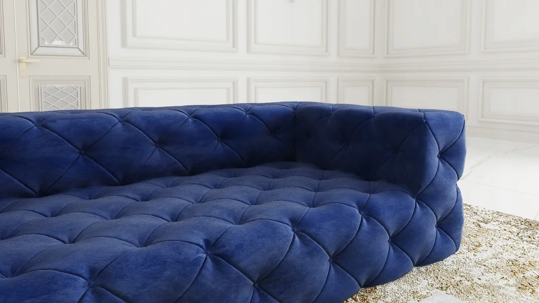 Sofa trzyosobowa pikowana premium Chesterfield BENTLEY 230x100 — French Velvet 671