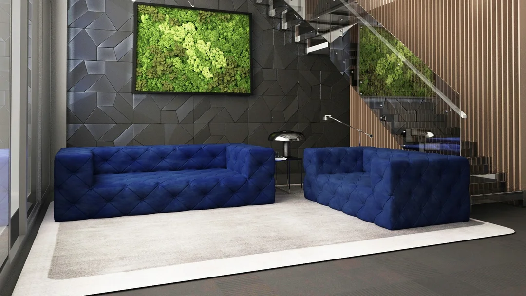 Sofa trzyosobowa pikowana premium Chesterfield BENTLEY 230x100 — French Velvet 671