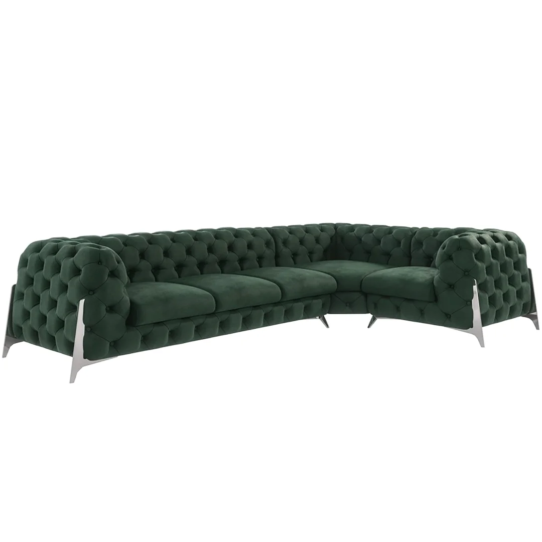 Narożnik pięcioosobowy pikowany KALIFORNIA 3+E+1 luksusowy glamour 328x205 — zdjęcie 3