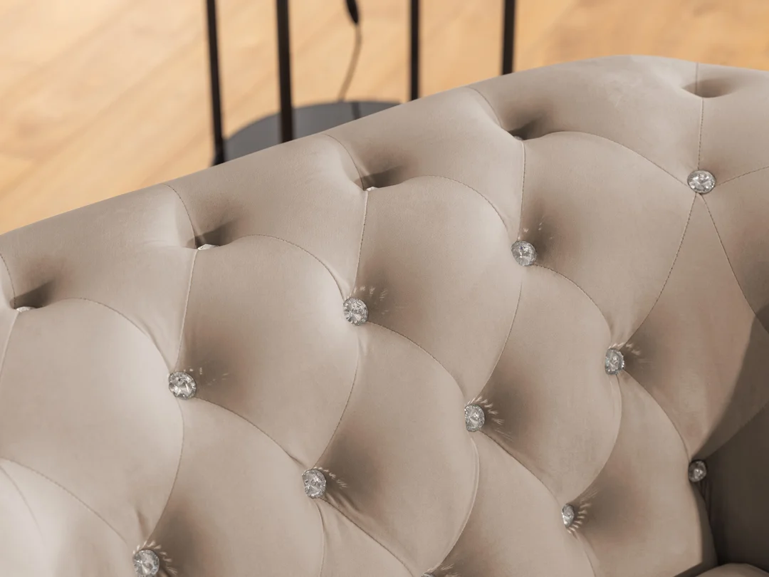 Narożnik sześcioosobowy pikowany Chesterfield FELIX BLINK 2+E+3 z kryształkami 264x210 — Riviera 21