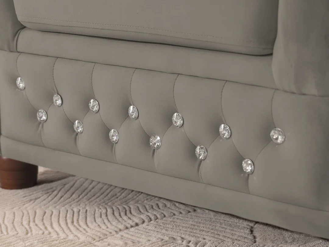 Zestaw mebli pikowanych z kryształkami Chesterfield 2+1 FELIX BLINK — Riviera 91