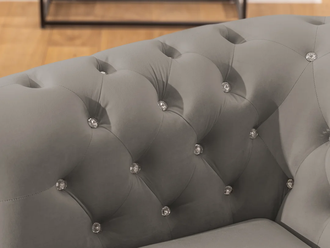 Zestaw mebli pikowanych z kryształkami Chesterfield 2+1 FELIX BLINK — Riviera 91