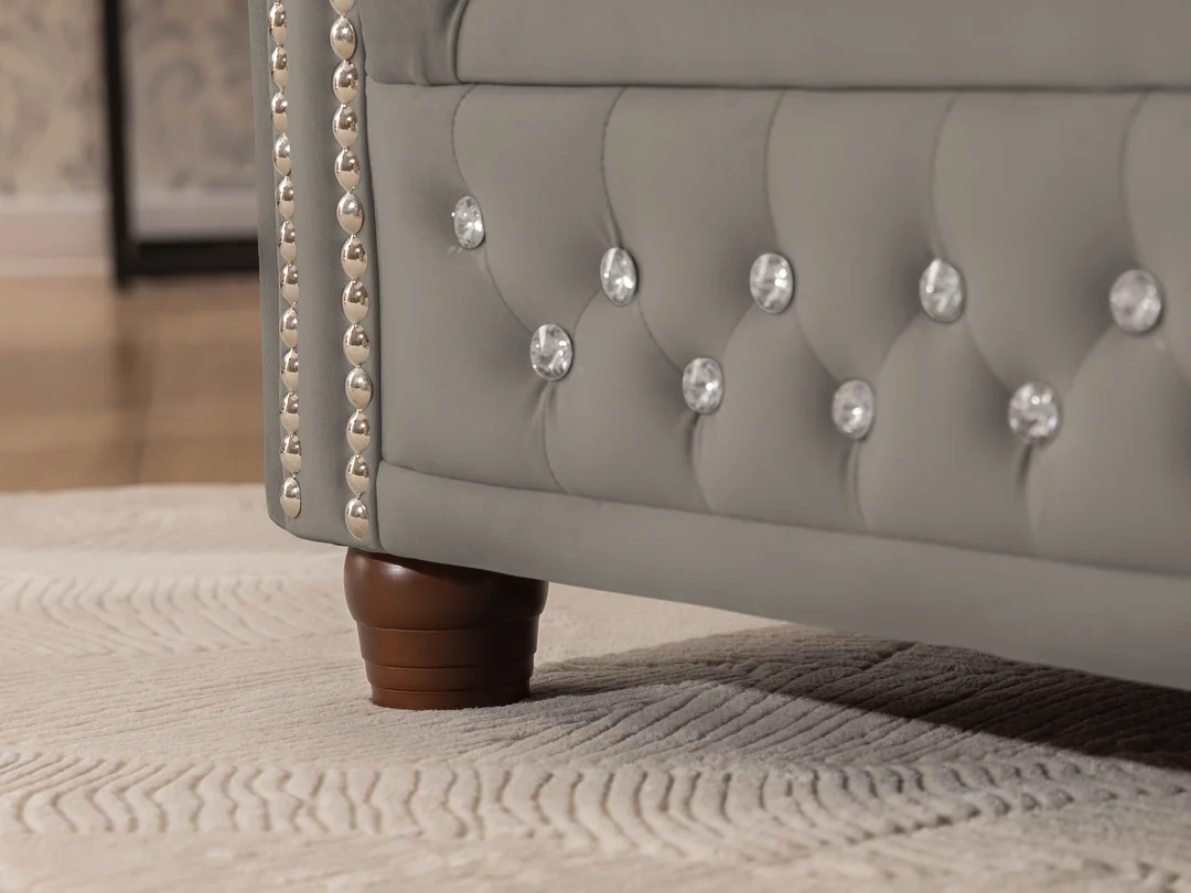 Zestaw mebli pikowanych z kryształkami Chesterfield 2+1 FELIX BLINK — Riviera 91