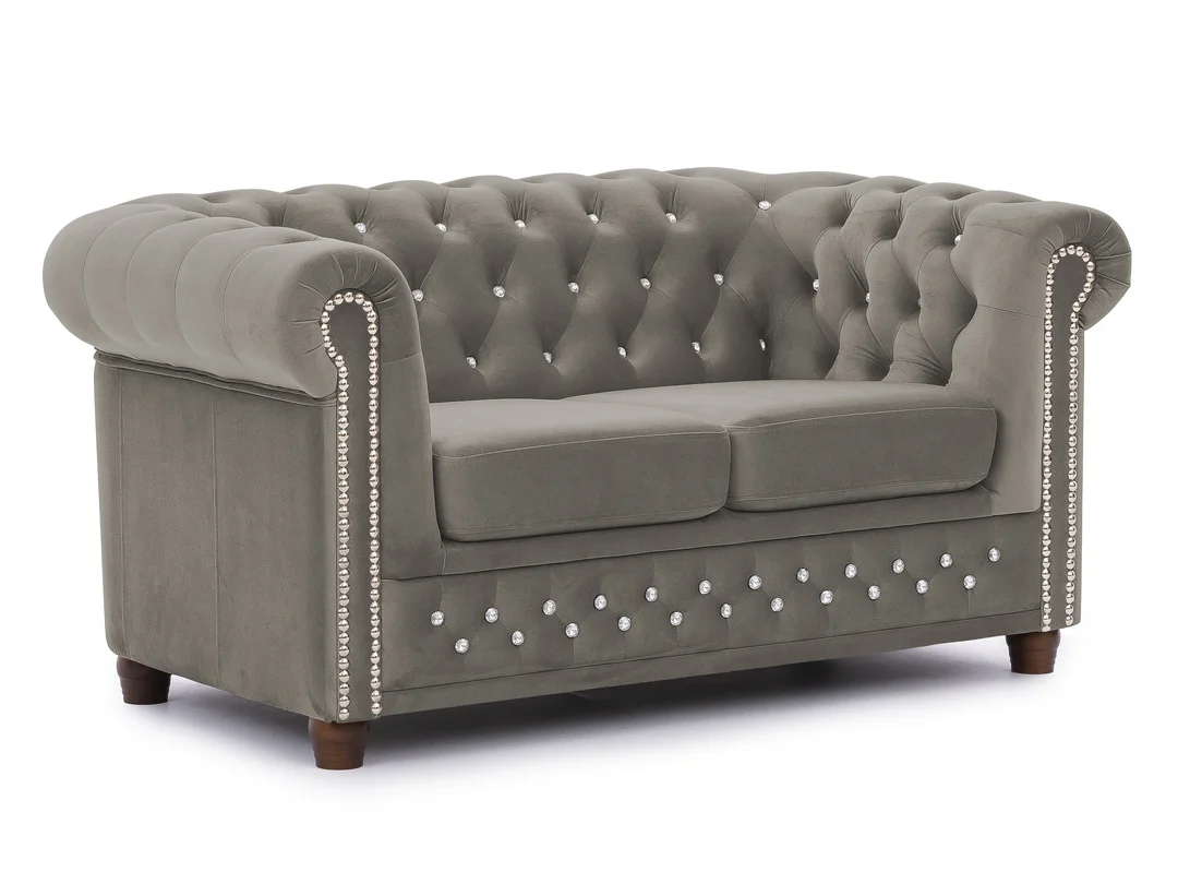 Zestaw mebli pikowanych z kryształkami Chesterfield 2+1 FELIX BLINK — Riviera 91