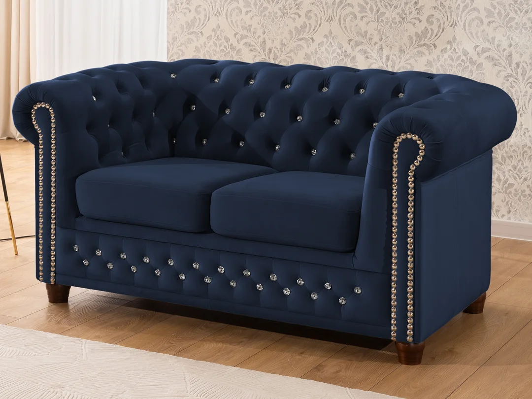 Zestaw mebli pikowanych z kryształkami Chesterfield 2+1 FELIX BLINK — Riviera 81