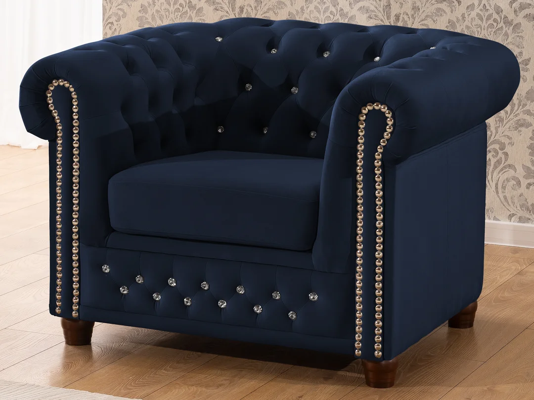 Zestaw mebli pikowanych z kryształkami Chesterfield 3+1 FELIX BLINK — Riviera 81
