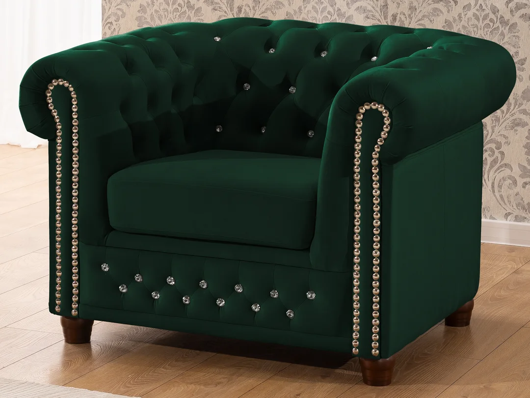 Zestaw mebli pikowanych z kryształkami Chesterfield 3+1 FELIX BLINK — Riviera 38