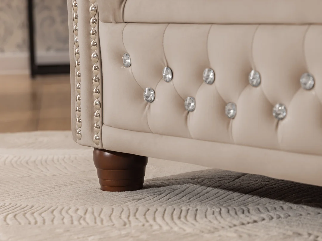 Zestaw mebli pikowanych z kryształkami Chesterfield 3+1 FELIX BLINK — Riviera 21